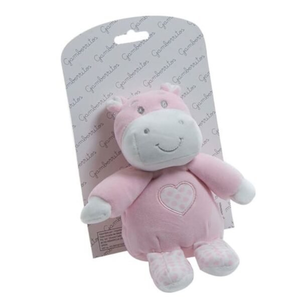 Peluche sonajero hipopótamo rosa