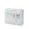 Peluche conejito azul + manta estrellitas